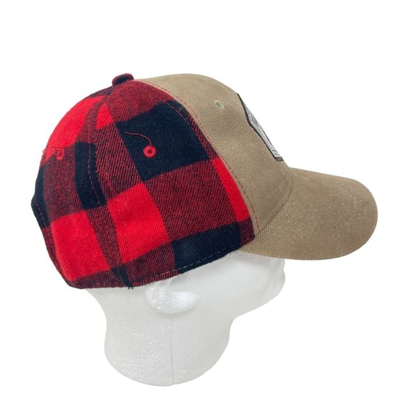 Bass Pro Shops Red Black Buffalo Plaid Hat Snapback Gone‎ Fishing Cap Adjustable - Picture 2 of 7